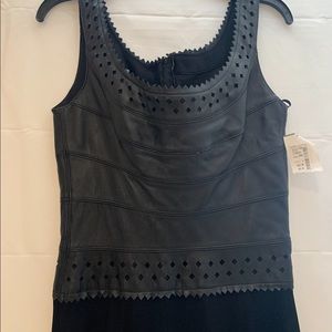 Tadashi leather and lace long dress